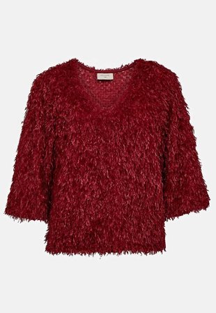 Freequent - Festtopp med fjäderliknande material - röd - för damer - M (40) - Cellbes