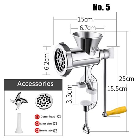 Manuell Kjøttkvern Flerbruks Aluminiumslegering Kvern Avtakbart Håndsveivverktøy Kompatibelt med Hjemmekjøkken