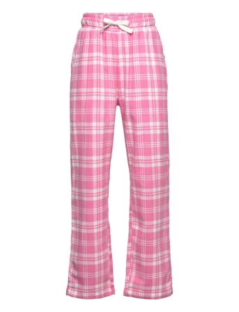 Pajama Trousers Checked Flanne Night & Underwear Pyjamas Pyjama Pants Rosa Lindex*Betinget Tilbud