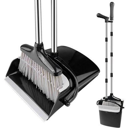 Sopset med Kvast och Skyffel, Skyffel och Kvast med Långt Skaft Inomhuskvast med Långt Skaft med Vertikal Skyffel