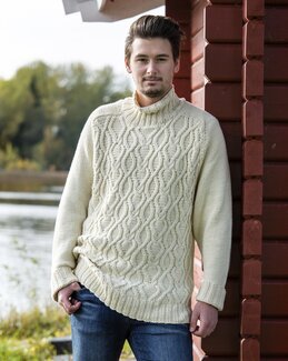 Strikkeoppskrift Genser med flettemønster - Järbo