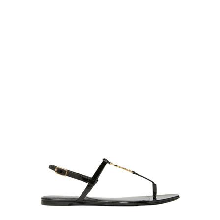 Saint Laurent Cassandra Monogram Plaque Sandalen , Zwart , Dames , Maat: 35 EU