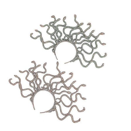 2025 Halloween Ormhuvud Knapp Huvudband Halloween Maskerad Hydra Hårspännen Håraccessoarer Utklädningsrekvisita (2 st, Guld + Grön)