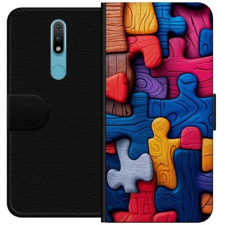 Yhteensopiva Lompakkokotelo Nokia Nokia 2.4 Leikkisä kuvitus Stitchin kanssa vaaleanpunaisissa omenoissa pehmeässä pastellidesignissa, jossa yhdist