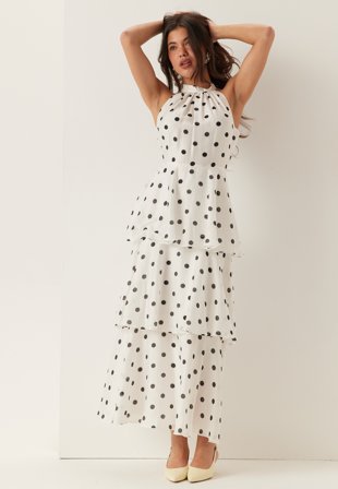 FOREVER NEW - Monroe Tier Halter Midi Dress - Hadley Spot - Kläder - - Bubbleroom