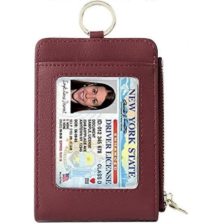 Bifold Tegnebog med Udvendigt ID-vindue, Lynlås ID-etui, Kortholder med Lynlås Møntlomme & Nøglering til Mænd Kvinder (FMY)