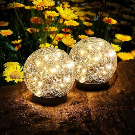 Solcelle udendørs lampe, 2 stk. solcelle havelampe, ip65 ip65 jordspyd solcellelampe til landskab, fortov, græsplæne, trappe, terrasse (1