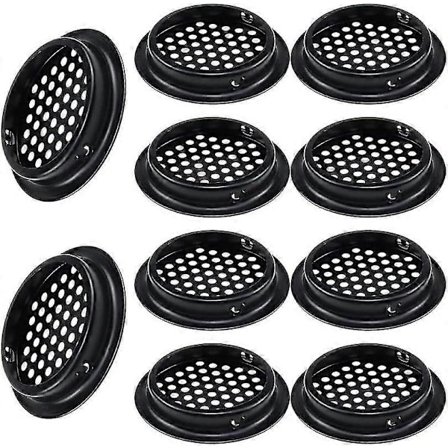 Rund ventilasjonsrist 10 stk rund utendørs ventilasjonsrist 53 mm rustfritt stål svart ventilasjonsrist opprettholder luftstrøm for kjøkken [DB]