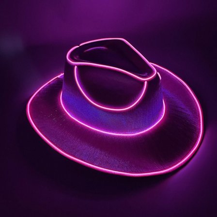 Trådløs Led Cowboy Hat Iridescent Jazz Hat ROSA