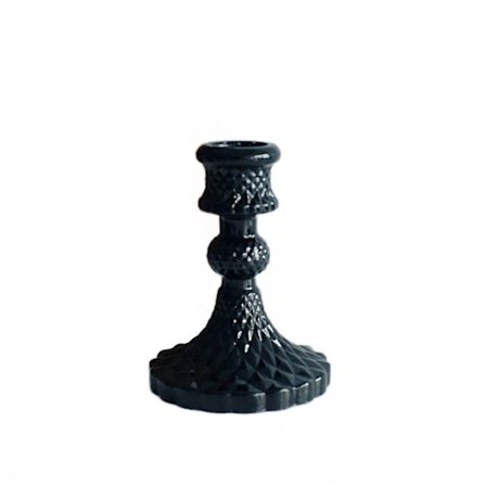 Krystalsort glas lysestage, romantisk lysestage til middage, bryllupper, fotografering (1 stk)