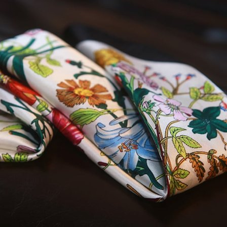 100% Silketørklæde til kvinder, lommetørklæde med blomsterprint, firkantet halsbånd