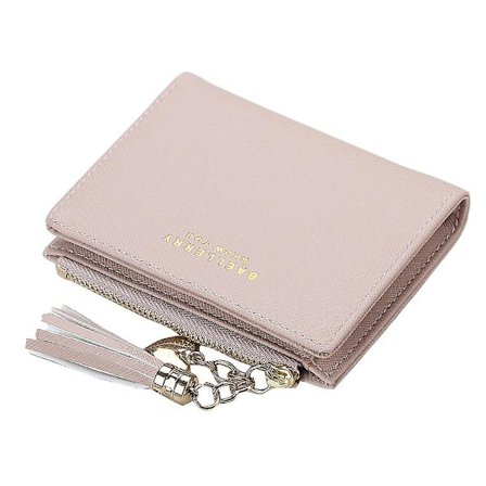 Uusi muodikkaat naisten lompakko lyhyt kolikkokukkaro Korean tupsu rahanpidike persoonallinen naisten naisten luottokortinpidin (vaaleanpunainen)