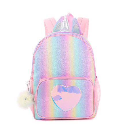 Barneryggsekk jente regnbue skolesekk enhjørning stor kapasitet-XS4-