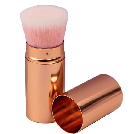Indtrækkelig foundation makeup børste, rejse fladt hoved børste bærbar foundation børste med låg