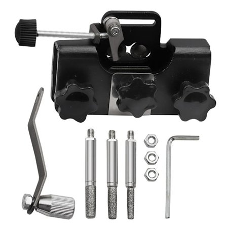 Jigg for sliping av motorsagkjede, motorsagslipingssett, egnet motorsagslipingsverktøy for alle typer motor- og elektriske sager