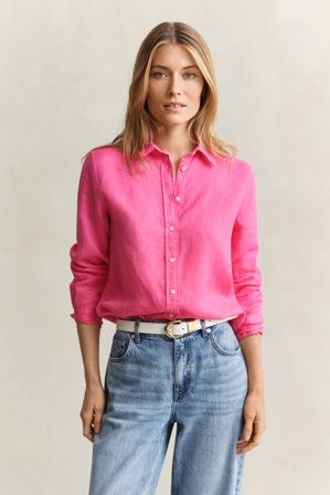 GANT Damen Regular Fit Leinen Bluse (38) Rosa
