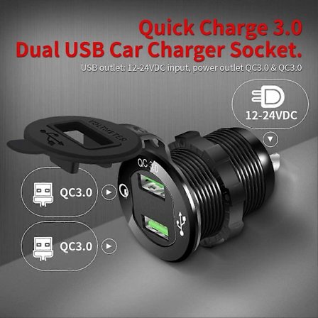 1-pack 12 Volt Dubbel USB-laddaruttag för Bil Båt Husbil RZR Båt ATV Buss Lastbil