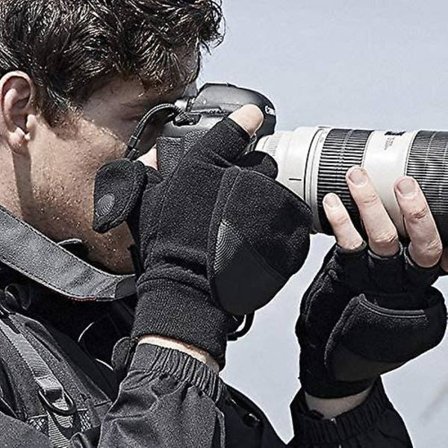 Miesten Käsineet Talvi Lämpimät Puolisormikkaat Tuplatoiminto Talvikäsineet