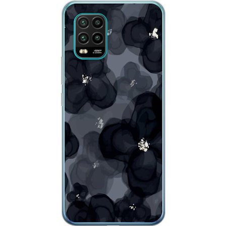 Kompatibelt Mobildeksel til Xiaomi Xiaomi Mi 10 Lite 5G Abstrakt mørkt blomstermønster i svartgrå toner med en elegant og dramatisk følelse