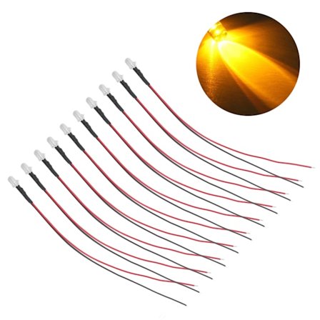 10 pak 5 mm prækablede gule LED-lysdiode 5‐12V til dekoration