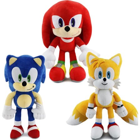Sonic Plys Klassisk Pindsvin Plyslegetøj 30 cm Pindsvin Legetøj Plysfigur Sonic Tails Knuckles Shadow Plysdukke til Drenge Piger Overraskelsesgave (3 