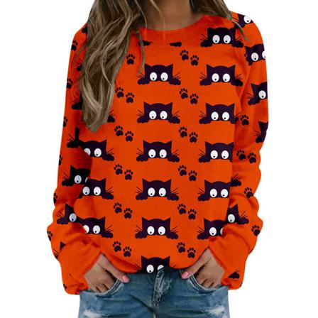 Hoodies Med Rund Hals För Damer För Halloween