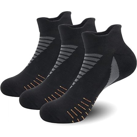 3 par svarta låga prestandasockor i bomull, viskos och bambu, atletisk dämpning, kompression, fukttransporterande löpning