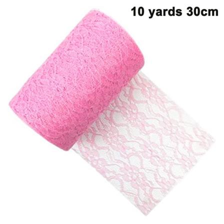 30cm X 10 Yards Vintage Bånd Netstof Tulle Ruller Til Blonder Bordløber Stol Sash Diy Bryllup Fest Brudebruser Dekorationer Pink Pink