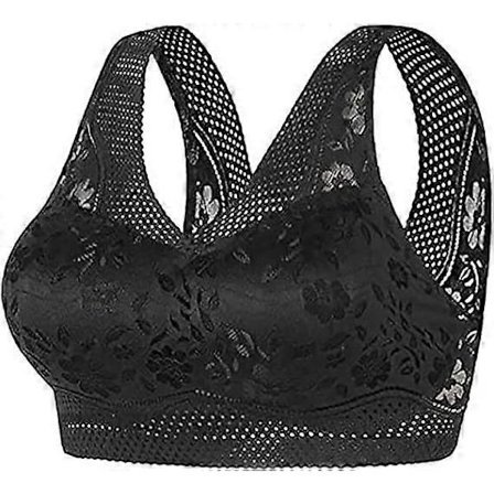 Ortopedisk BH for kvinner, Anti-Heng BH for eldre kvinner, Holdningskorrigerende BH, Pustende Push up BH - Xin Black_ma