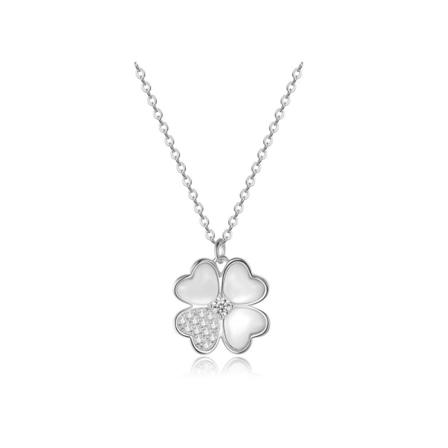 Kvinnor Halsband Kedja Choker Hänge Smycken Flickor Present S925 Sterling Silver Fyrklöver Fritillary White gold color 925 silver