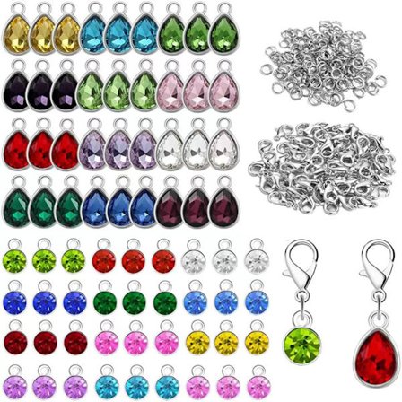 Crystal Birthstone Charms hummeri solmittava hyppysormukset