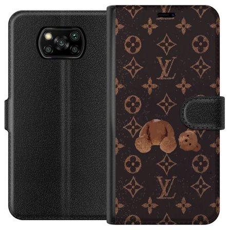 Kompatibel Tegnebogsetui til Xiaomi Xiaomi Poco X3 NFC Luksuriøst monogrammønster med knust bamse i mørk modeæstetik