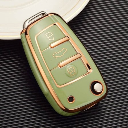 Bil Flip Key Case Nøgledæksel Shell GULD TRIM-GRØN GULD