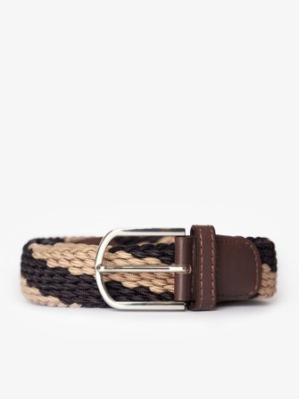 John Henric Men's Beige & Blue Braided Belt Size 110