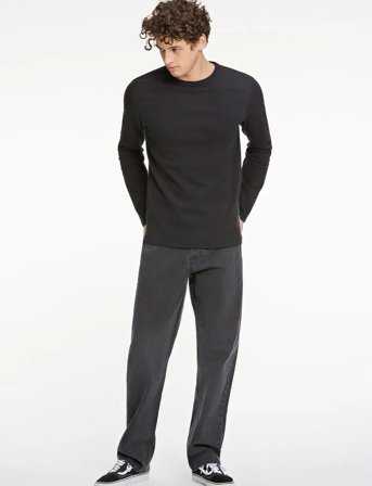 Lindbergh Basic O-Neck Tee L/S - Black - XL