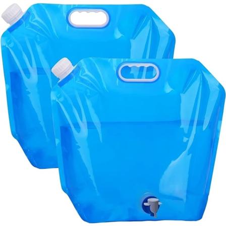Vedenkestävä vesisäiliö (2 kpl) kokoontaitettava 5+10 litraa hanalla - WELLNGS (2-PACK) 10L Blå