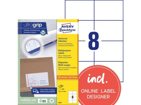 AVERY Etikett 105x74mm 800/fp - Lyreco - Emballage och lagerutrustning - Etiketter och godsmärkning - Multifunktionsetiketter
