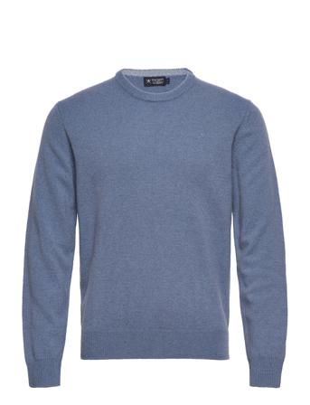 Lambswool Crew Strikkegenser M. Rund Krage Blå Hackett London