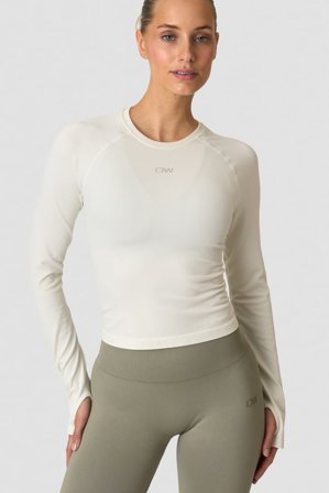 ICANIWILL - Sculpt Seamless Ribbed LS Ivory - Dames - sportkleding van ICIW