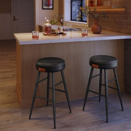 Barstole med kunstlædersæde 2-pak Sort