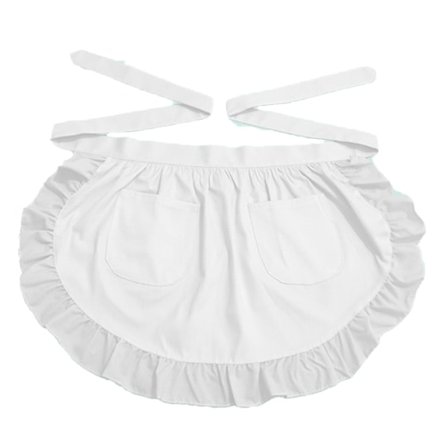 Retro Køkken Flæse Halvtaljeforklæde Med Lomme (Hvid)