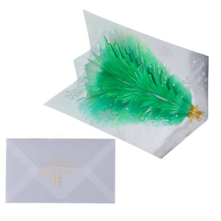 3D joulukortit Glitter-puuteema Kohokuvioitu muotoilu Folioleimausprosessi Koristepaperi Popup-loma-kortti Vihreä