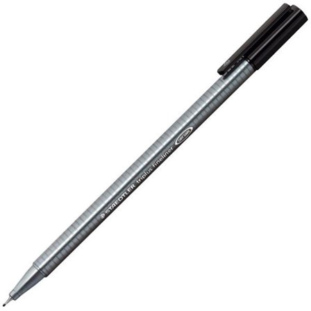 Staedtler Triplus Fineliner Pen 0.8mm Tip 0.3mm Line Black (Pack 10) 334-9