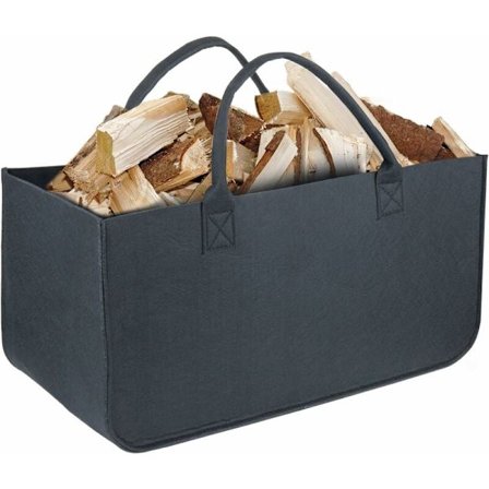 Filttaska 50 x 25 x 25 cm med Handtag för Transport av Ved, Leksaker, Tidningar, Shopping, etc. (Svart) KLB