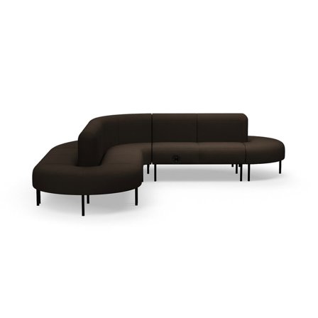 Sofa VARIETY, L-form, med USB-stik, stof Blues CSII, mørkebrun
