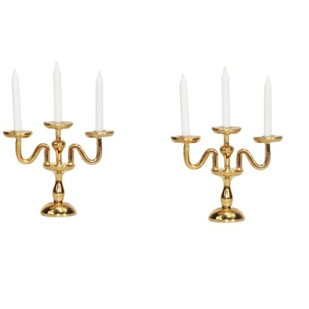 2 stk. Miniature Lysestager Lysestager med Lys Dukkehus Victoriansk Tilbehør