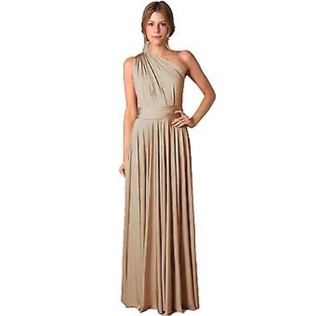 Prom Formel Bryllup Aftenkjole Lang Brudepige Dame Balkjole Festkjoler (L Champagne)