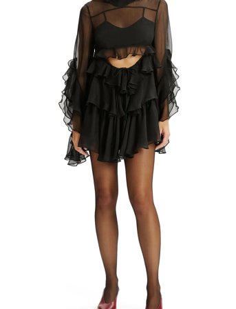 Bardot Anyssa Ruffle Mini Dress - Black - 42
