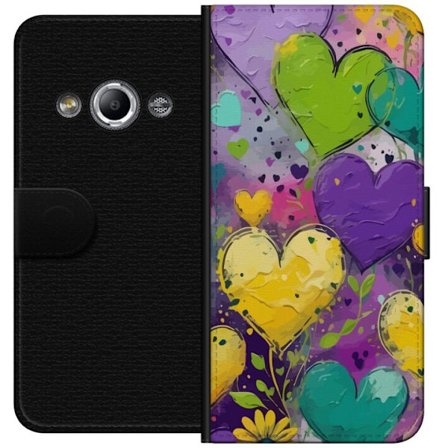 Yhteensopiva Lompakkokotelo Samsung Galaxy Xcover 3 Abstraktimaalatut sydämet voimakkaissa väreissä