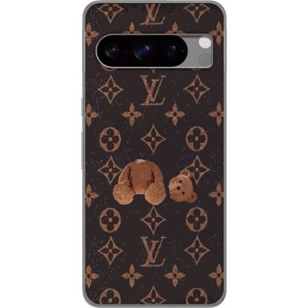 Kompatibel Mobilcover til Google Google Pixel 8 Pro Luksuriøst monogrammønster med knust bamse i mørk modeæstetik